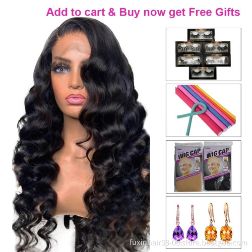 Indian Loose Body Wave 13x4 Frontal Wig 30Inch Loose Body Wave Lace Front Human Hair Wigs 4x4 Closure Wigs For Women Human Hair